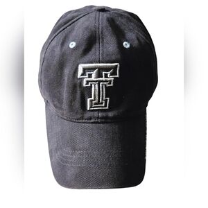 TEXAS TECH Red Raiders  VINTAGE Embroidered Black & Silver Baseball Ball Cap Hat